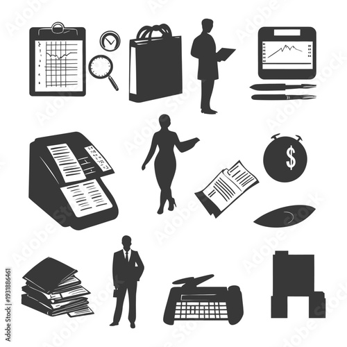 Business Office Essentials, Black and White Silhouettes