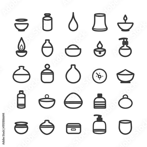Collection of 28 Line Icons for Containers, Bottles, and Jars