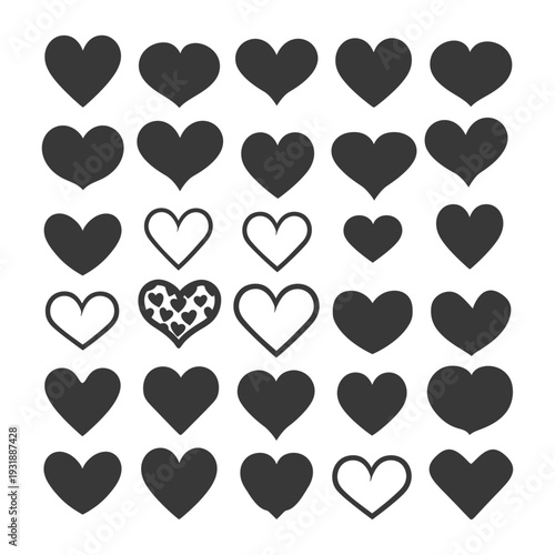 Collection of Black and White Heart Icons
