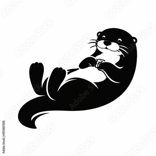 Cute Playful Otter Vector Illustration: Adorable Black & White Aquatic Animal Mascot Art, Perfect for Wildlife Logos, Children's Books, Nature Designs & Merch