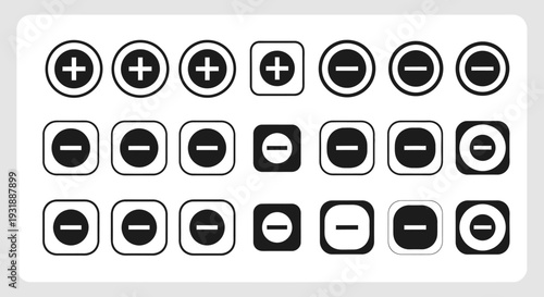 Positive and Negative Symbols Collection: Plus and Minus Icons