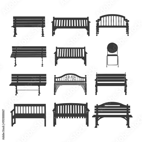 Collection of Different Styles of Wooden Benches and Chairs