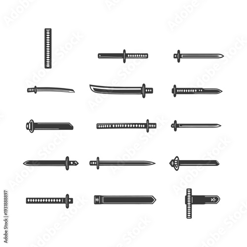 Collection of Different Types of Swords in Silhouette