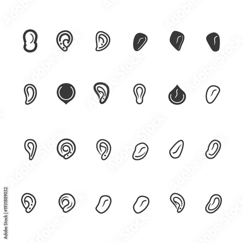 Collection of Ear Icons in Various Styles