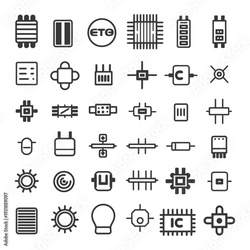 Collection of Electronic Component Icons