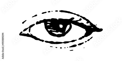 Minimalist Eyes Line Art Illustration in Authentic Hand Drawn Style.