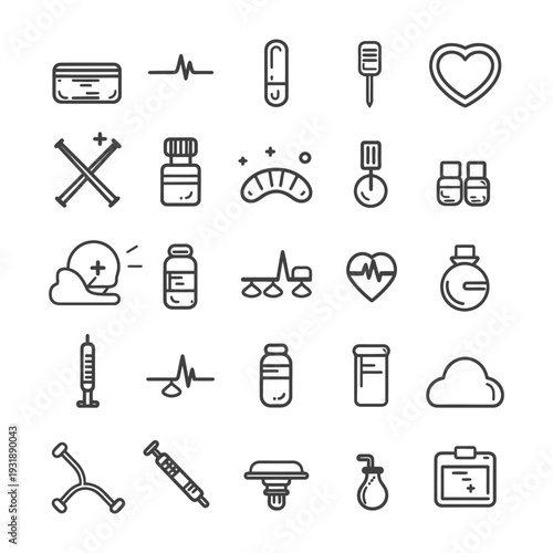 Collection of Medical and Healthcare Line Icons