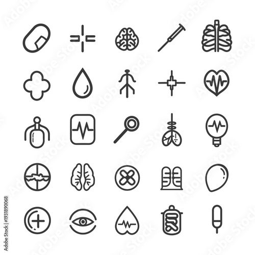 Collection of Medical and Healthcare Line Icons