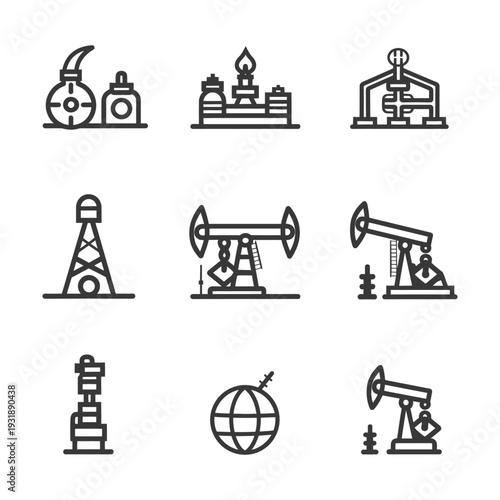 Collection of Oil and Gas Industry Line Icons