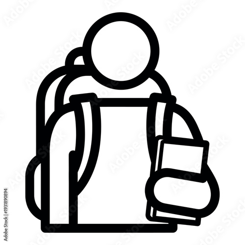 Student with backpack and book vector line icon for education and back to school design