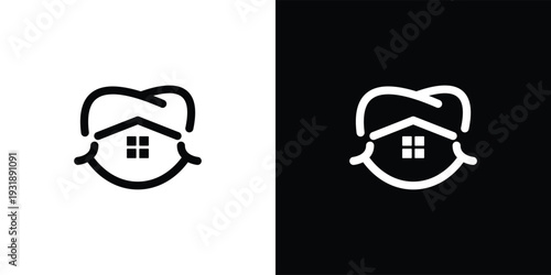 Dental home logo design tooth house icon modern dental care.