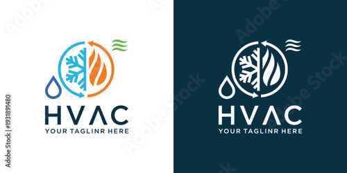 HVAC logo design with cold and hot elements modern style.