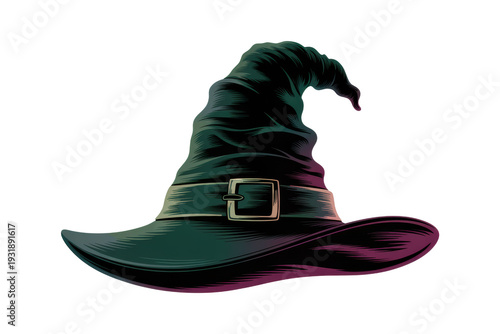 Magical witch hat with buckle on belt