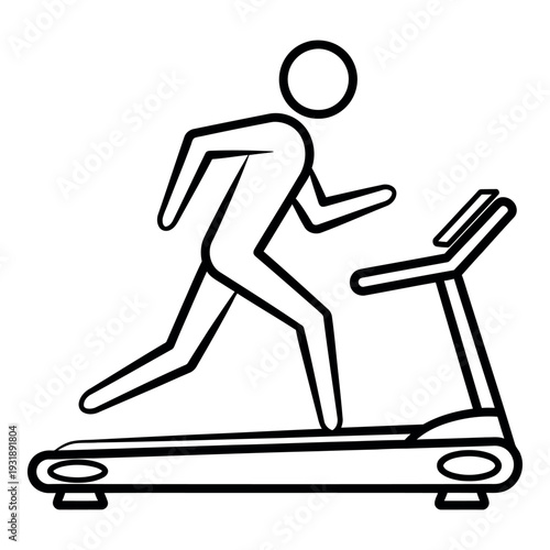 Running on treadmill vector line icon for fitness workout and gym exercise concept design