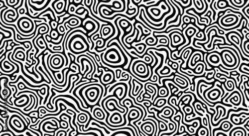 Black and white abstract swirling pattern design.
