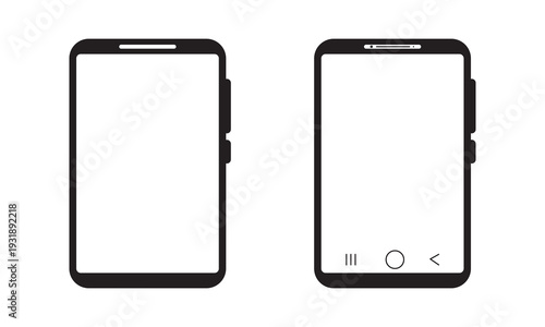 Smartphone frame mockup vector set with different notch styles and bezel designs including modern mobile screen outline template for UI UX and app. EPS 10.