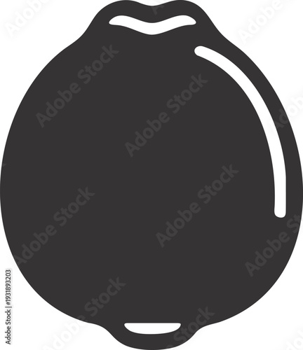 Black silhouette of a plum with stem indentations on white background, simple icon