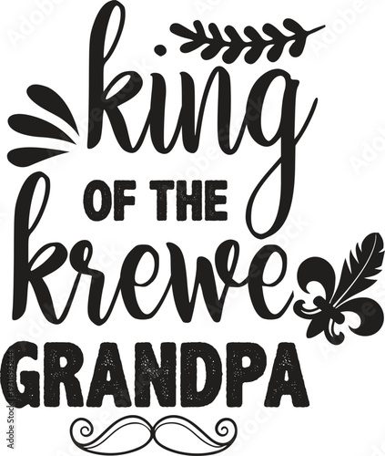 A black and white illustration of a king of the krewe grandpa