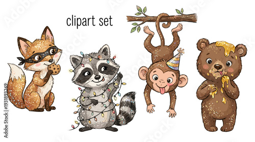 Canvas Print cute animal, cute animals, animal clipart, kawaii animal, cartoon animal, adorab