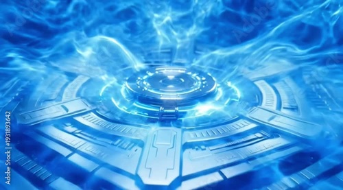 Crystal water flows into the AI processor core, turning into blue light waves, cinematic camera zoom in, ultra realistic sci-fi, 4K resolution.