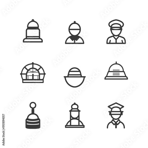Hotel Bellhop, Reception, and Service Icons