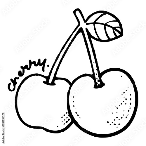 Cherry Fruit Pair Sketch for Modern Urban Graphic Design.