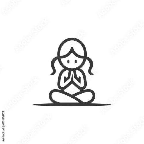 Line drawing of a girl in a meditative pose