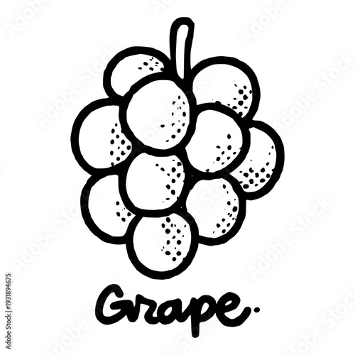 Grape Fruit Cluster Illustration in Creative Urban Doodle Art.