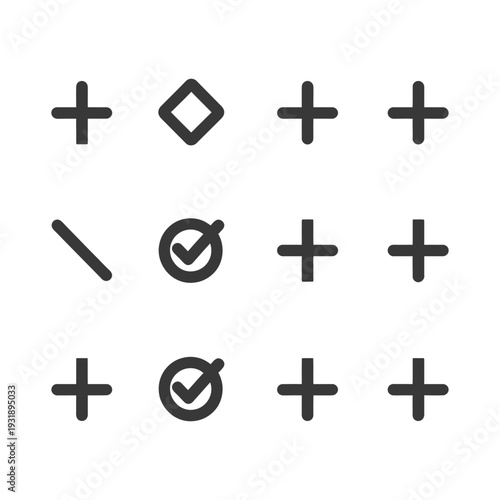 Nine Basic User Interface Icons with White Background