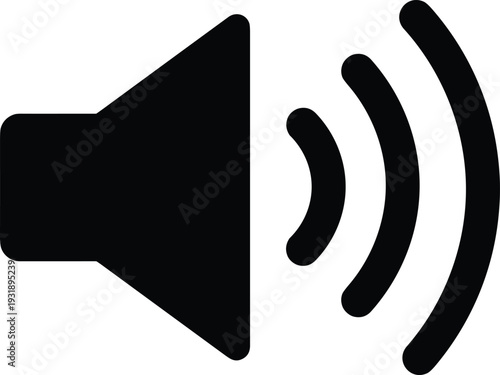 Speaker with Sound Waves Silhouette Vector Icon Representing Audio, Volume Control, Multimedia Interface, Digital Communication, and Marketplace Success for Designers