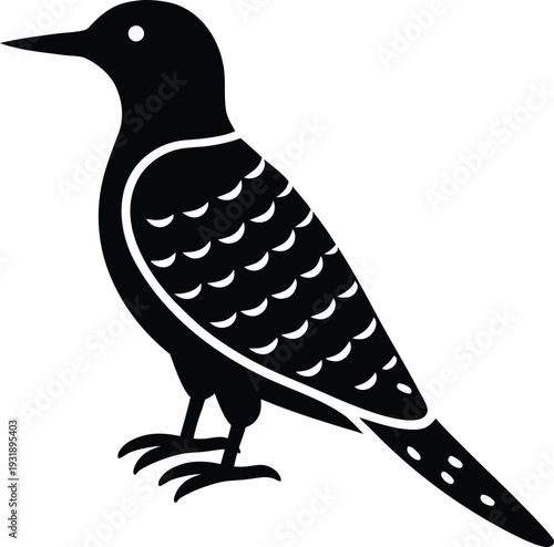 Northern Flicker Silhouette Vector Art Illustration