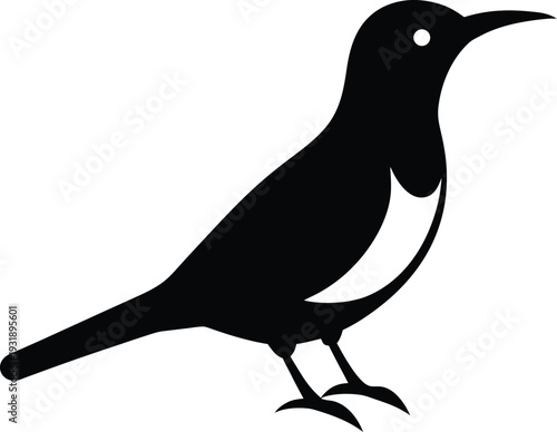 Olive Backed Sunbird Silhouette Vector Art Illustration