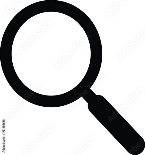 Magnifying Glass Silhouette Vector Icon Representing Search Functionality, Exploration, Discovery, Digital Interface Design, and Marketplace Success for Creative Projects
