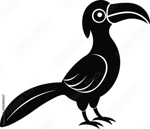 Oriental Pied Hornbill Silhouette Vector Art Illustration