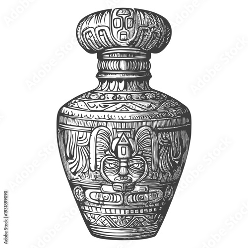 Ornate Ceremonial Vessel with Intricate Carvings