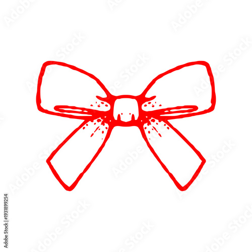 Bold Red Ribbon Bow Illustration in Vibrant Urban Doodle Style.
