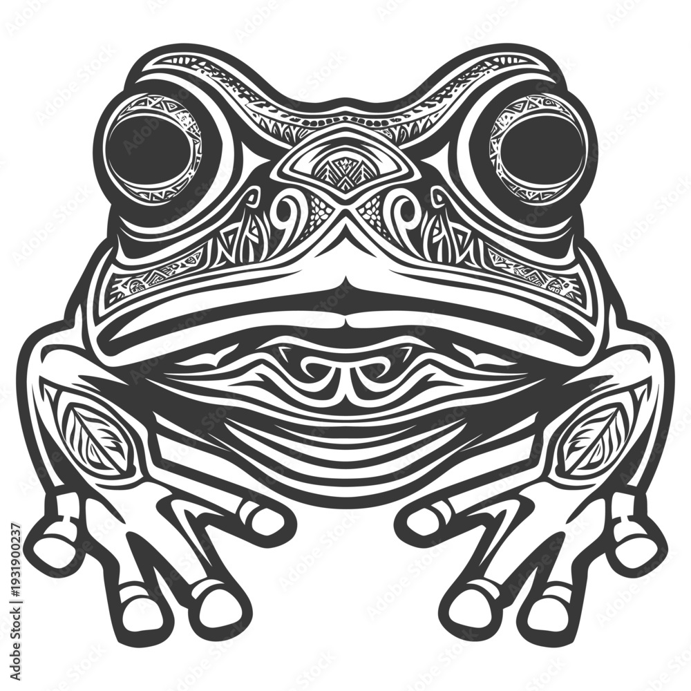 Fototapeta premium Ornate Tribal Style Frog with Geometric Patterns