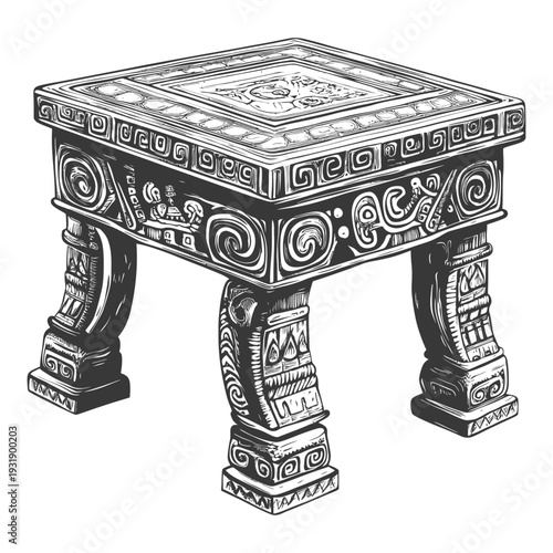 Ornate Stone Table with Intricate Carvings