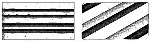 Set of abstract hand drawn engraving textures featuring horizontal and diagonal stripes
