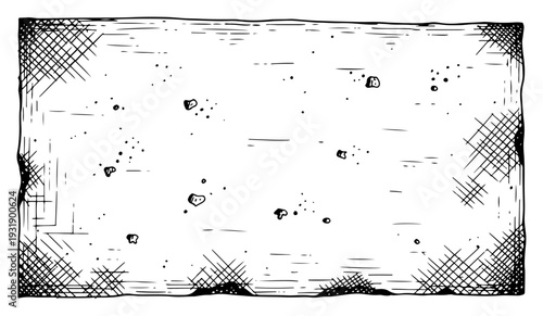 Hand drawn vintage engraving of a rectangular aged stone or paper surface with textures