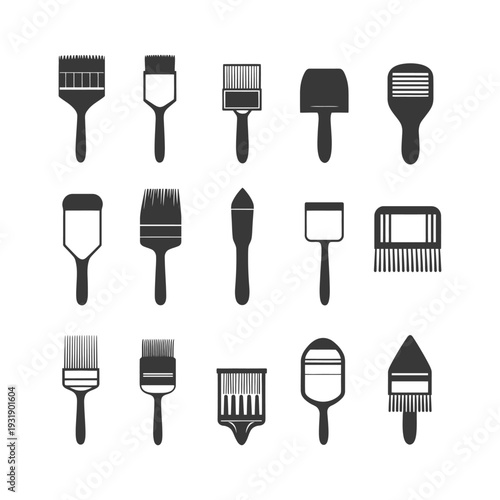 Set of 12 Paintbrush and Decorating Tool Icons