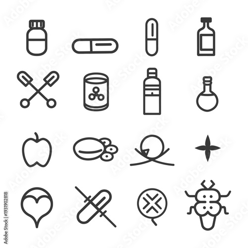 Set of 16 Medicine and Healthcare Line Icons