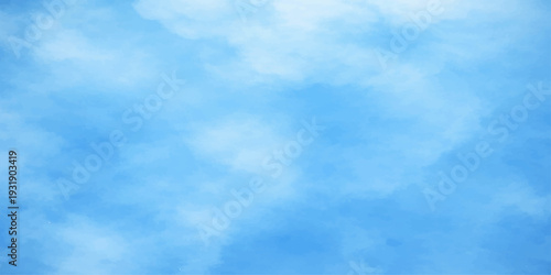 A beautiful blue sky background features fluffy white clouds on a sunny summer day, creating a natural and serene atmosphere of heaven-like beauty across the vast open air