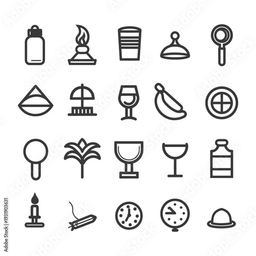 Set of 20 Line Icons for Everyday Objects