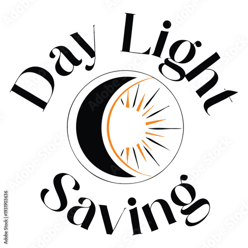 Day Light Saving Time Change Icon with Sun and Moon Cycle Vector