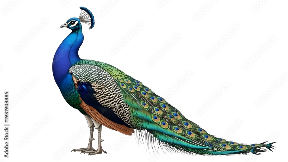 Fototapeta premium A vibrant peacock standing proudly on a transparent background