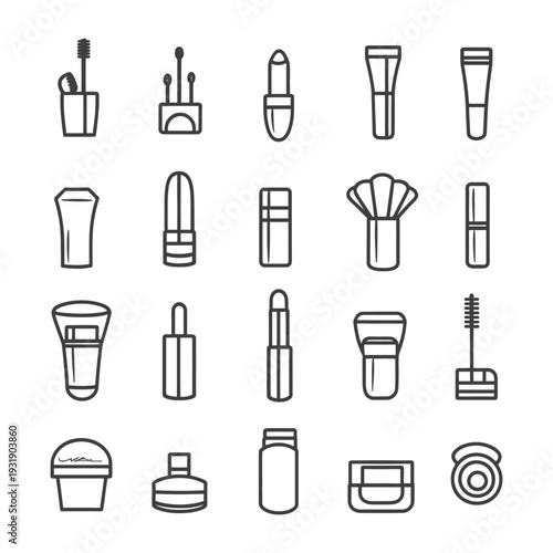 Set of 20 Outline Makeup Icons