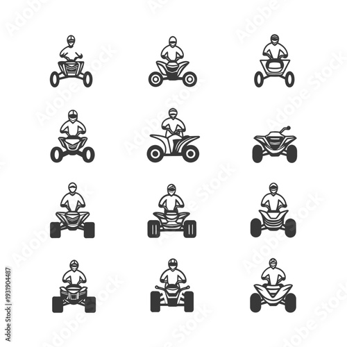 Set of ATV Quad Bike Riders Icons