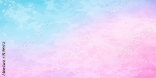Beautiful abstract watercolor background of a bright blue summer sky with soft white clouds and colorful textures reflecting a clear heavenly atmosphere