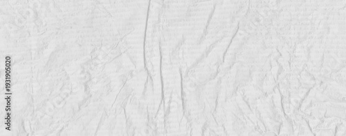 Crumpled white paper texture background vector. Realistic old crinkle overlay with crease, rip effect for cardboard, rice paper, notepad designs. Grey teture with strip line pattern